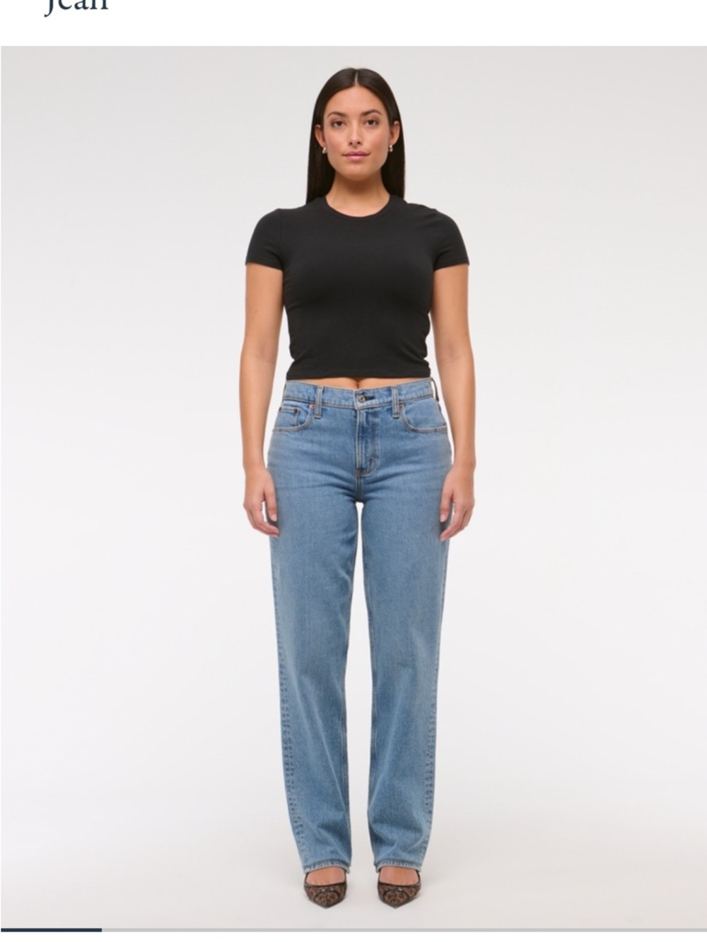 Abercrombie & Fitch Straight Leg Jeans in Medium Blue Denim